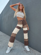 Raw Hem Colorblock Straight Jeans